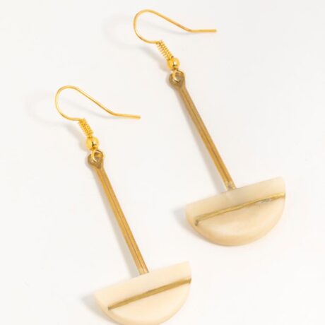 Half Moon White Loop Earrings