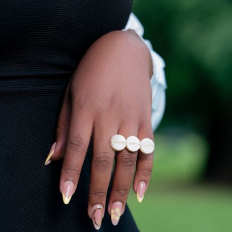 Triad Orbs White Ring