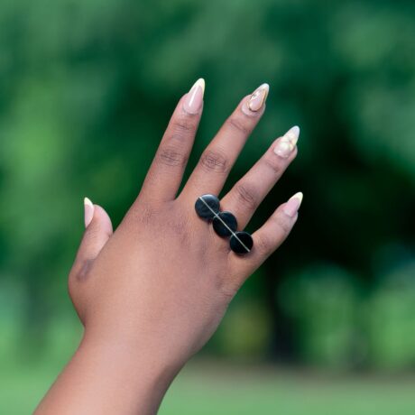 Triad Orbs Black Ring